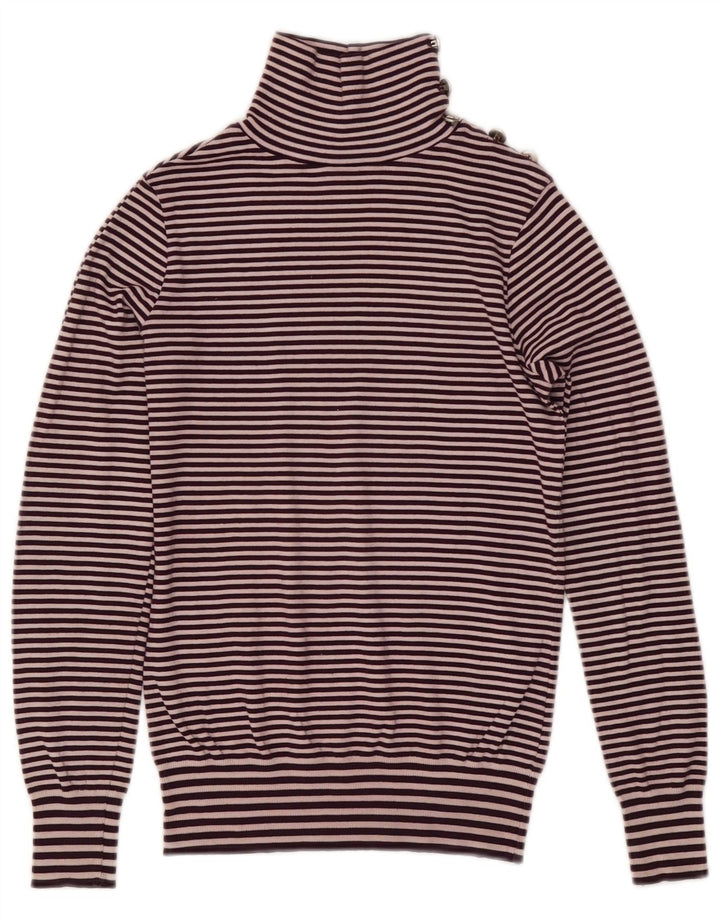 Pulover pentru damă Massimo Dutti, cu gât cu nasturi, cu dungi mov mediu, UK 12