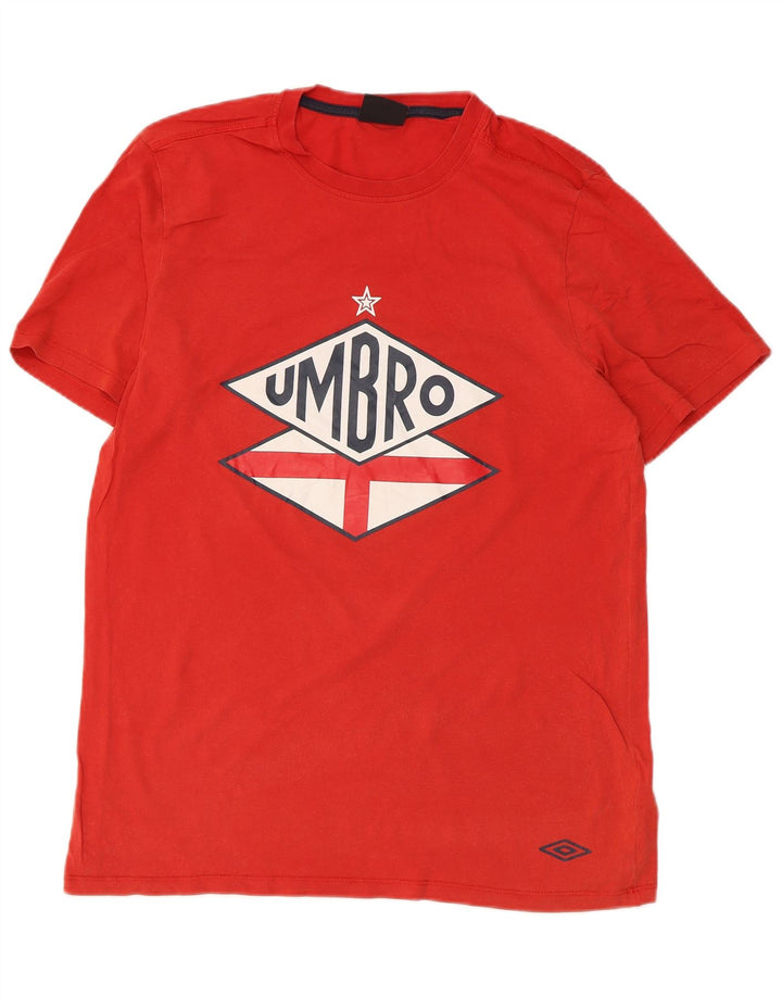 Tricou grafic pentru bărbați Umbro Top din bumbac roșu mediu