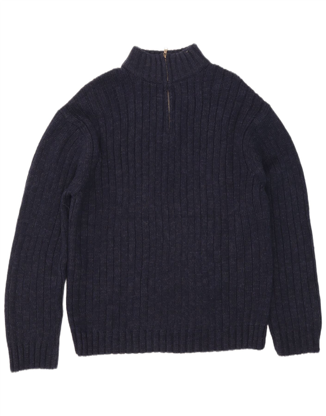 Pulover pentru bărbați Marks & Spencer, cu fermoar și gât, 2XL, acrilic, albastru bleumarin