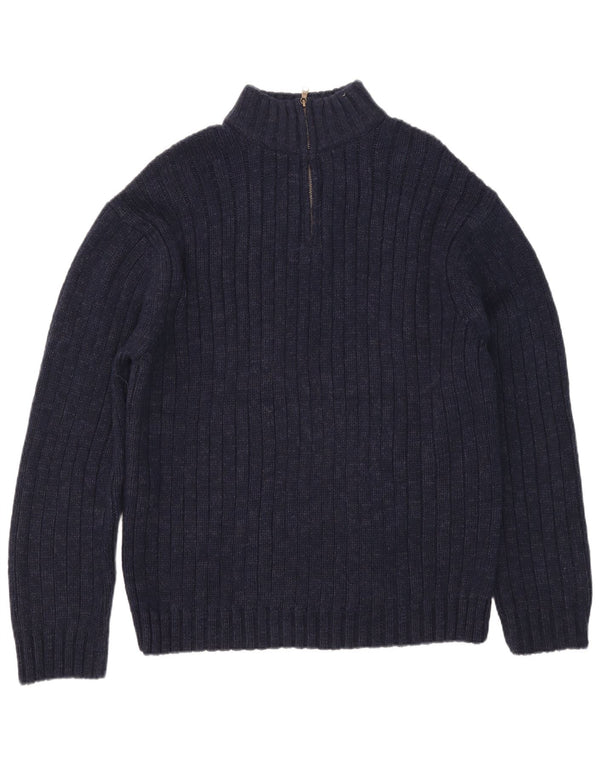 Pulover pentru bărbați Marks & Spencer, cu fermoar și gât, 2XL, acrilic, albastru bleumarin