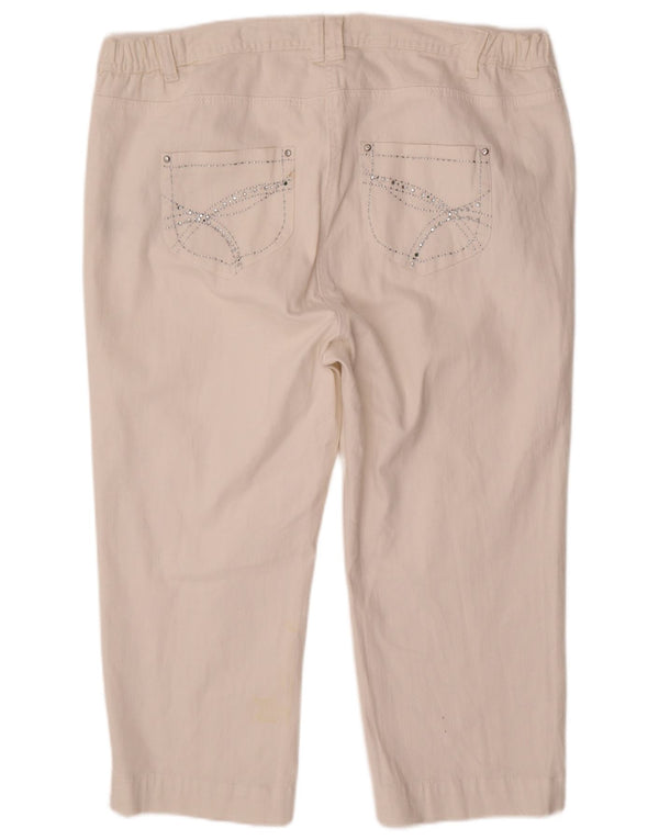 M&Co Blugi Capri drepti pentru femei cu talie înaltă UK 22 3XL W44 L22 Bumbac alb