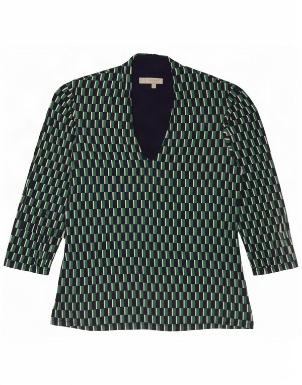 Bluză Hobbs pentru femei cu mâneci 3/4, UK 12, verde mediu, viscoză geometrică
