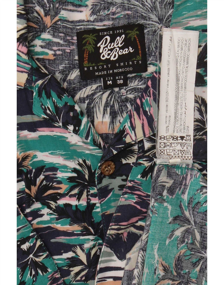 Cămașă hawaiană cu mânecă scurtă pentru bărbați Pull & Bear, viscoză medie, multicoloră