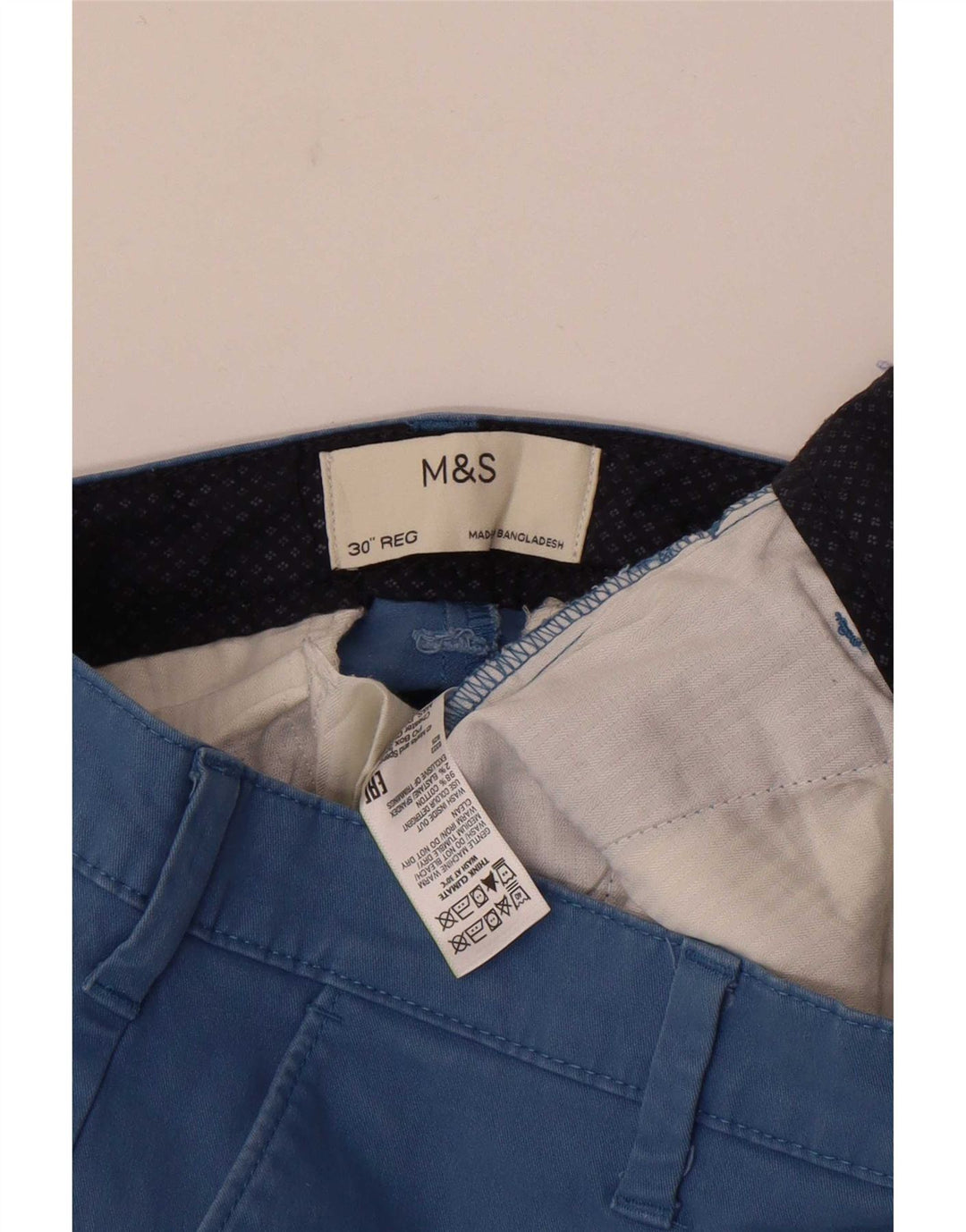 Pantaloni scurți chino pentru bărbați Marks & Spencer W30, bumbac albastru mediu