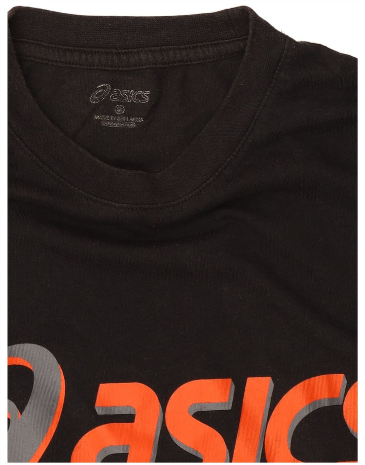 Tricou grafic ASICS pentru baieti Top 13-14 ani mic bumbac negru