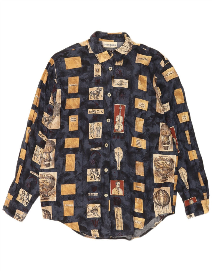 Cămașă Vintage Femei EU 38 Mediu Bleumarin Patchwork Viscoză