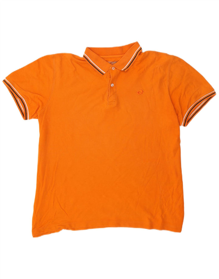 Tricou polo pentru bărbați Lotto 3XL în dungi portocalii