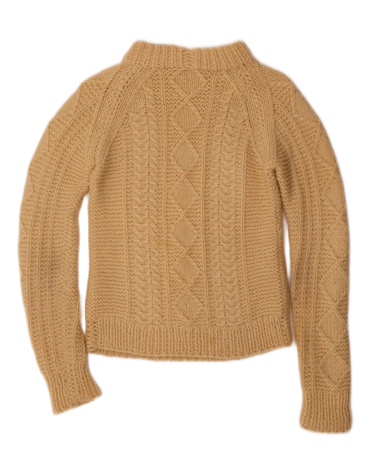 VINTAGE Pulover cu gât țestoasă pentru femei UK 8 Small Bej