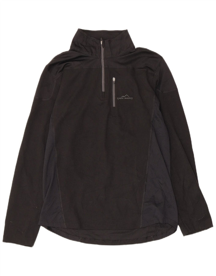 EDDIE BAUER Top de trening pentru femei, cu fermoar, cu gât, 10 UK, negru