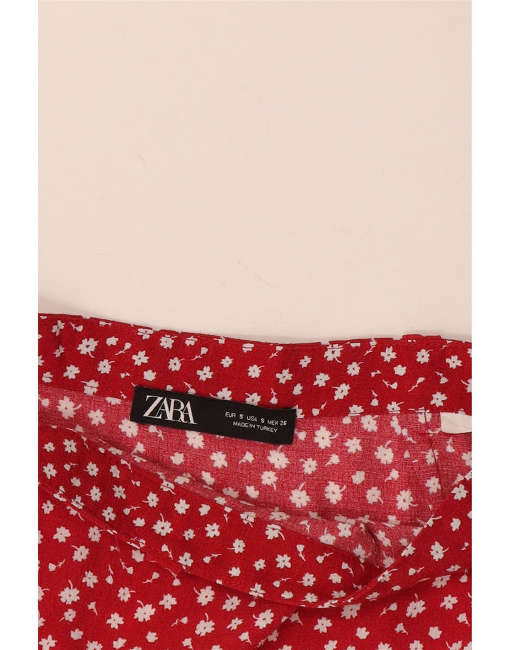 Pantaloni caldi pentru femei cu talie înaltă Zara Mici W26 Roșu Floral