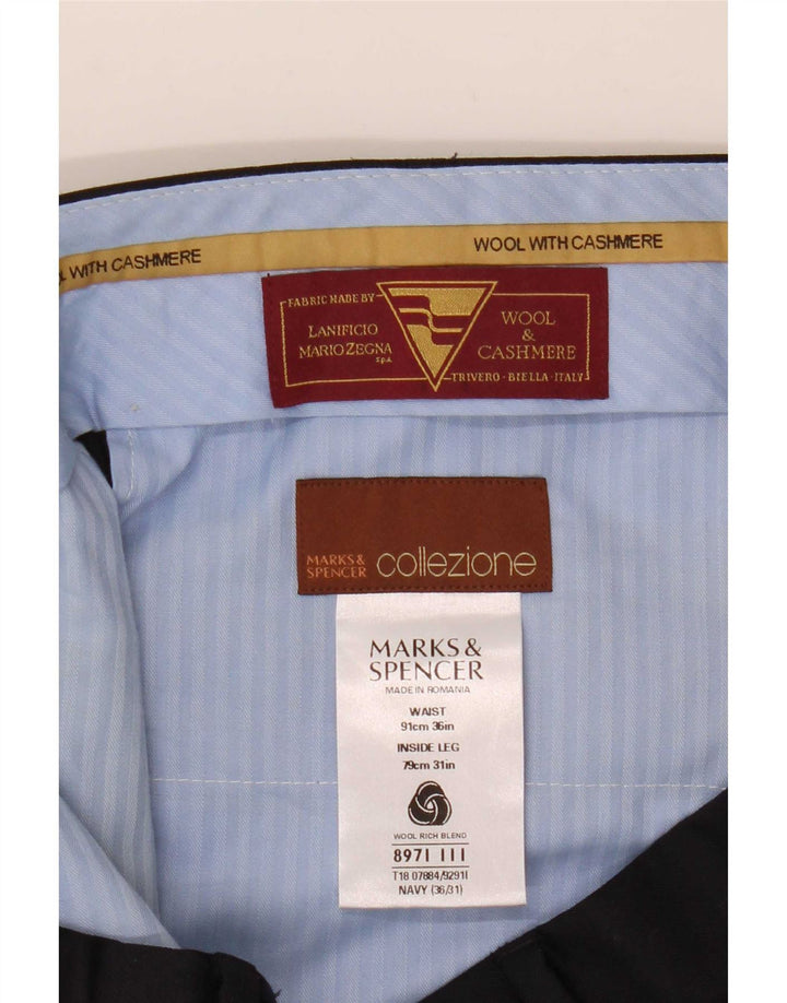 Marks & Spencer Pantaloni drepți pentru bărbați L36 L31 Lână bleumarin