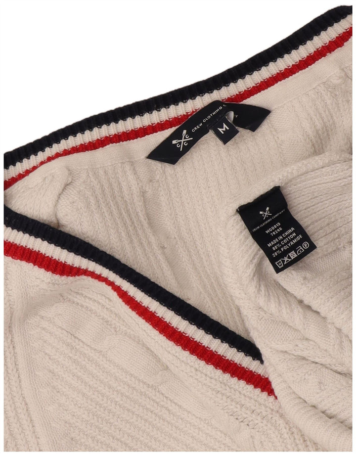 Crew Clothing Pulover cu decolteu în V pentru bărbați, bumbac alb mediu