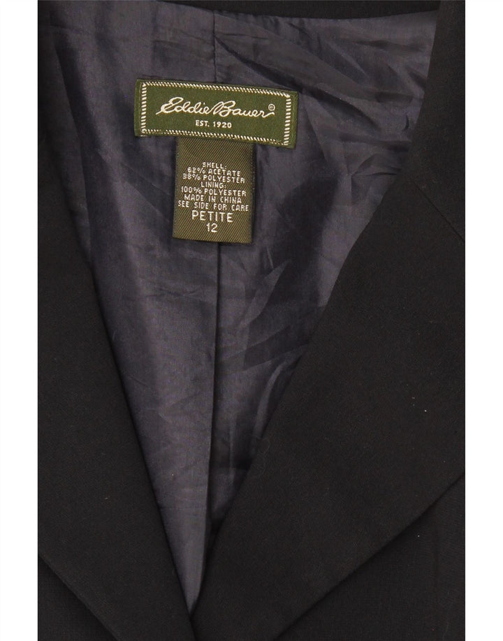 EDDIE BAUER Womens Petite 3 Button Blazer Jacket US 12 Large Navy Blue Vintage Eddie Bauer and Second-Hand Eddie Bauer from Messina Hembry 
