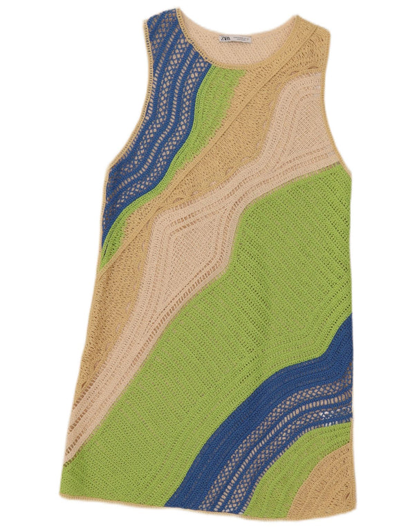 Rochie cu pulover fără mâneci Zara pentru femei UK 12 Medium Multicolor Colorblock
