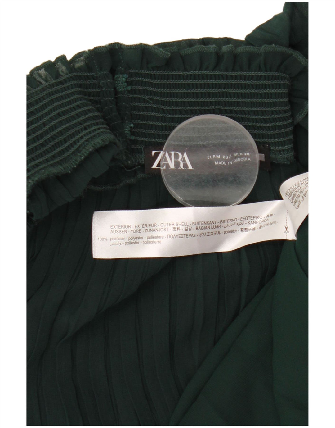 Rochie maxi ZARA pentru femei cu mâneci 3/4 UK 12 Poliester verde mediu