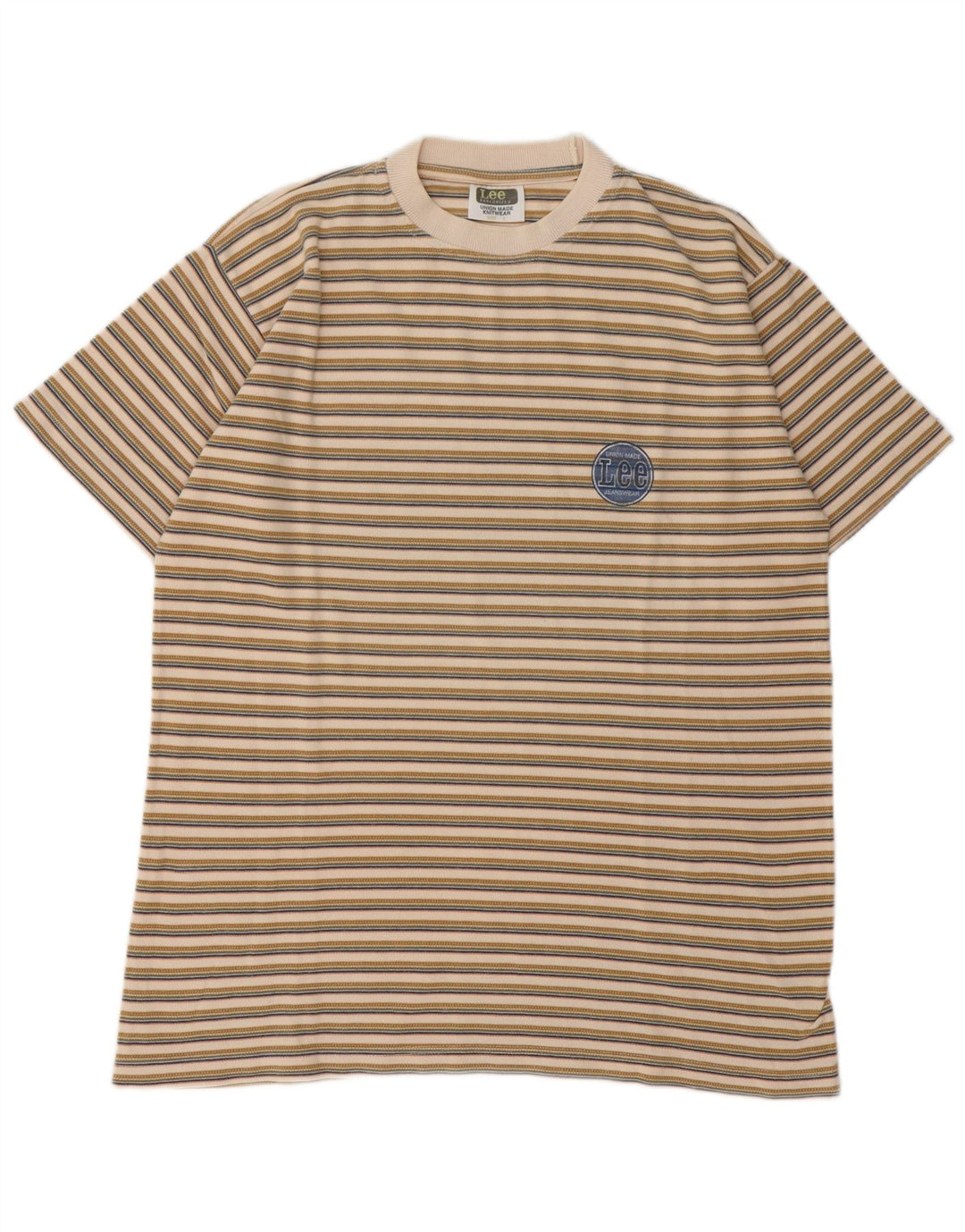 Tricou pentru bărbați Lee Top mare, bej, cu dungi din bumbac