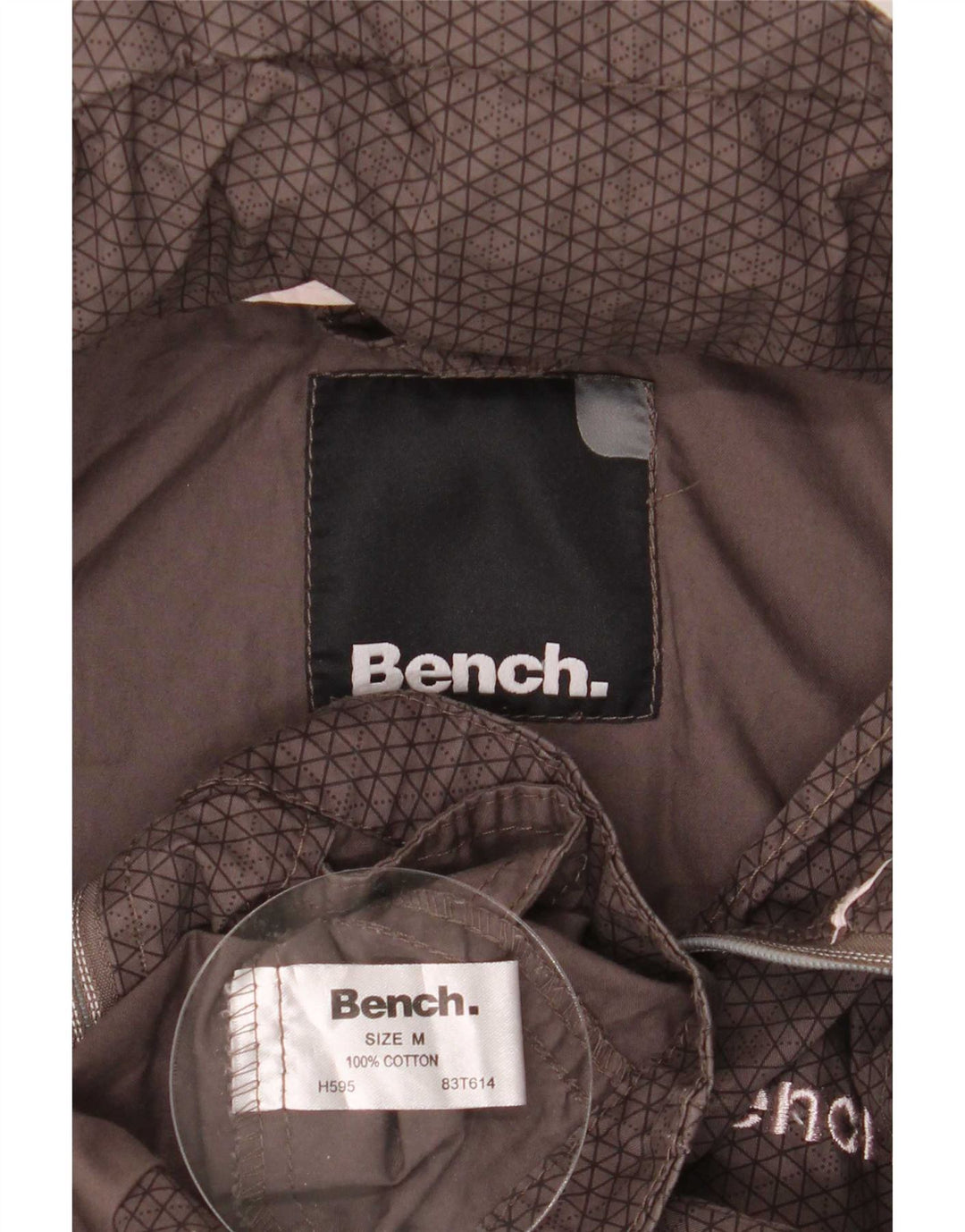 Jachetă bomber cu glugă pentru femei Bench UK 14, bumbac maro mediu