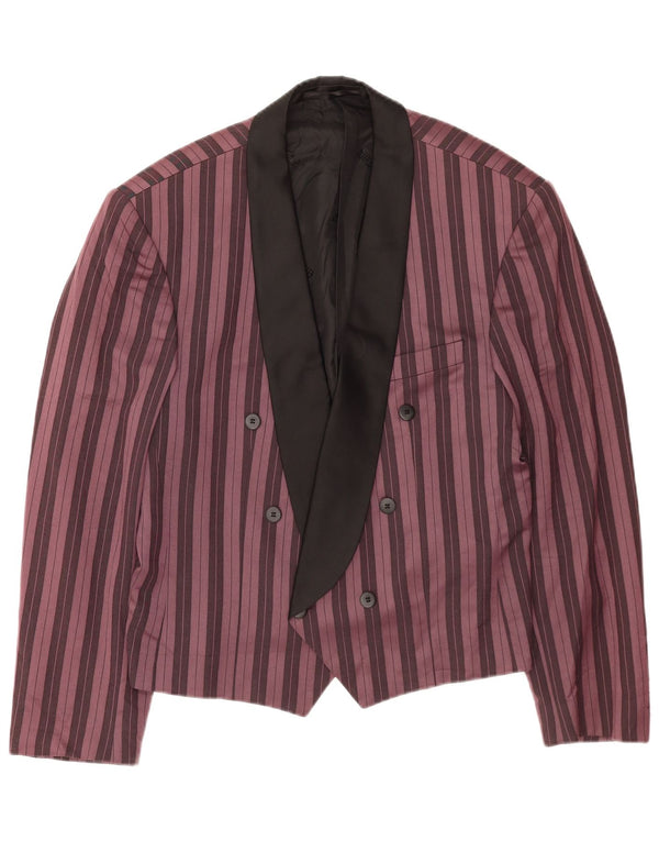 Jachetă vintage pentru bărbați cu două piepturi, UK 40, mare, violet, cu dungi