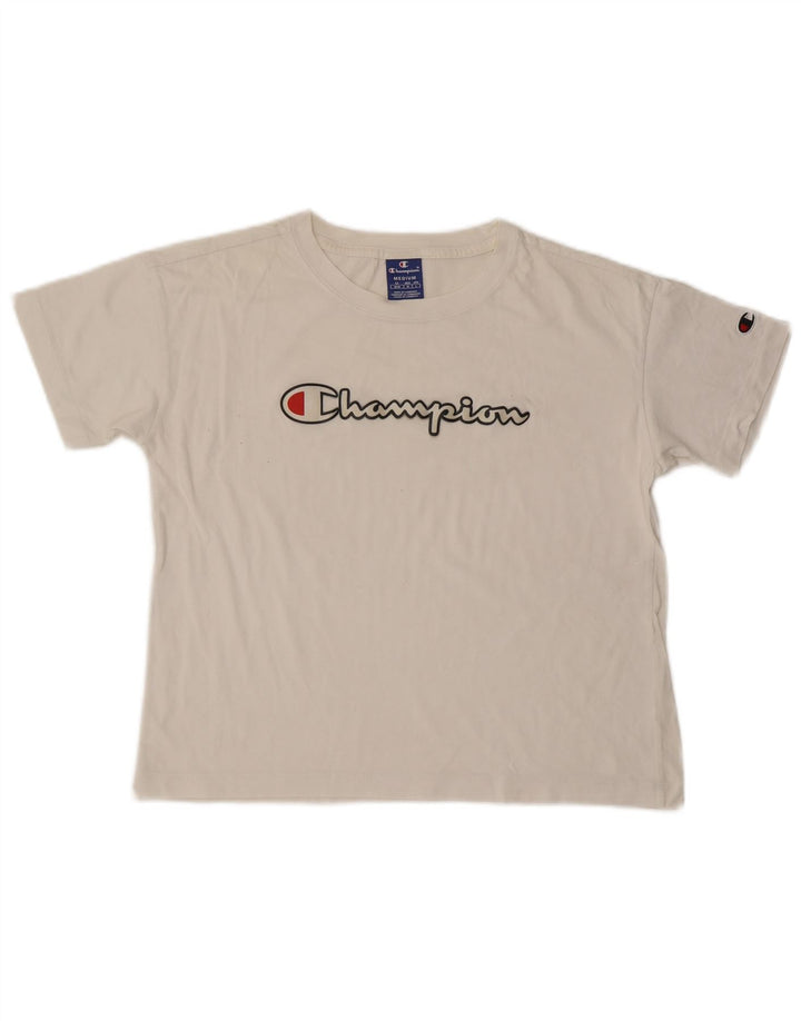 Tricou cu grafic crop Champion pentru femei Top UK 14 Medium White
