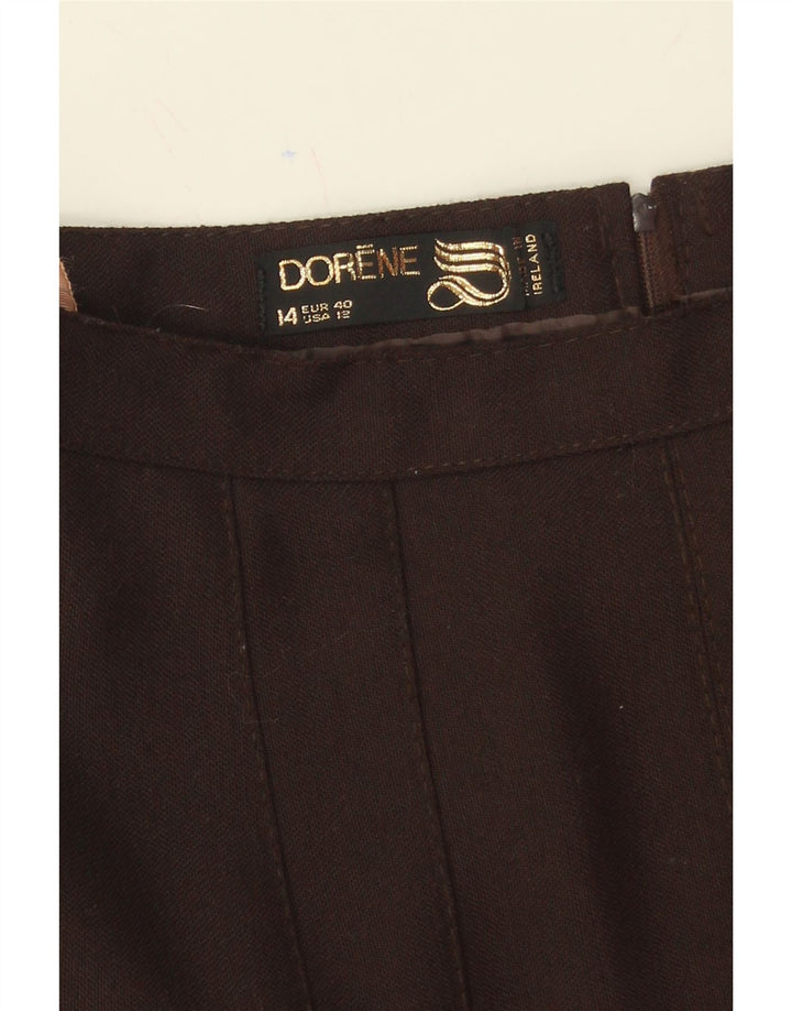 DORENE Womens A-Line Skirt UK 14 Medium W28  Brown Viscose Vintage Dorene and Second-Hand Dorene from Messina Hembry 