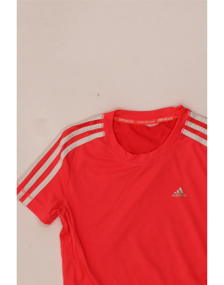 ADIDAS Girls Climacool T-Shirt Top 9-10 Years Red Polyester Vintage Adidas and Second-Hand Adidas from Messina Hembry 