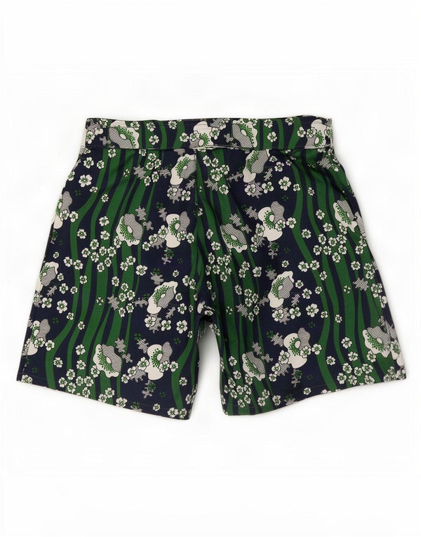 Pantaloni scurti vintage pentru femei W32 Large, verde, floral