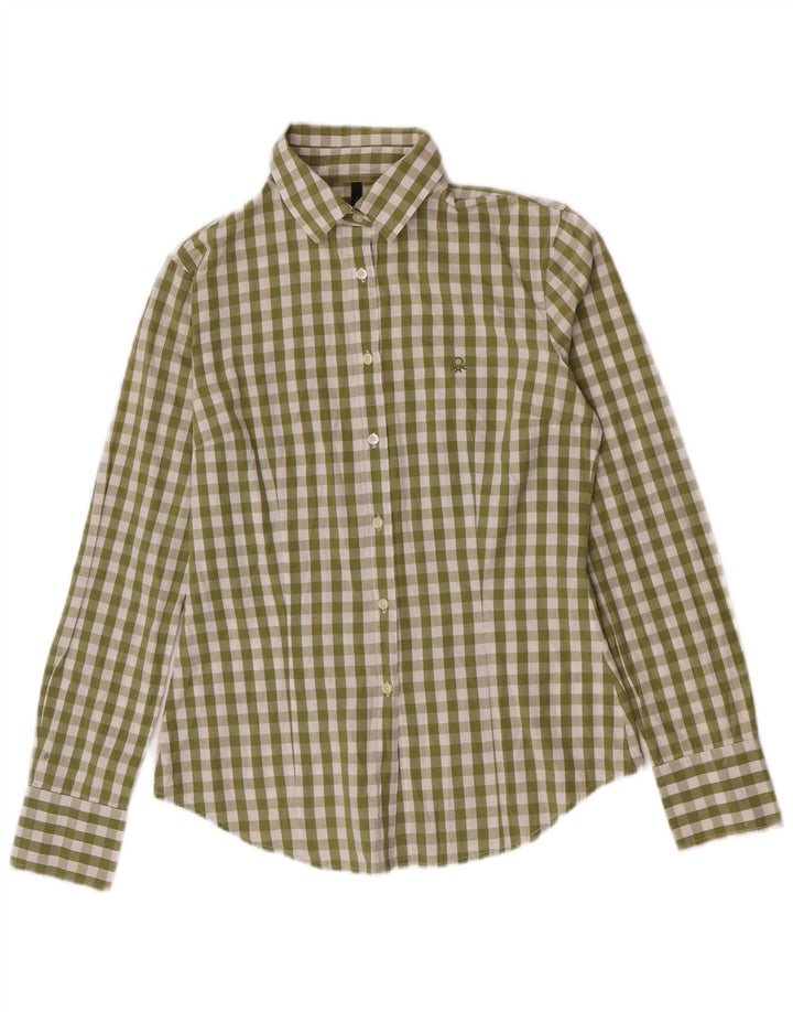 Cămașă Benetton pentru femei UK 10 Small Green Gingham Bumbac