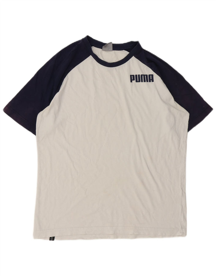 Tricou pentru bărbați Puma Top mic, alb, din bumbac color bloc