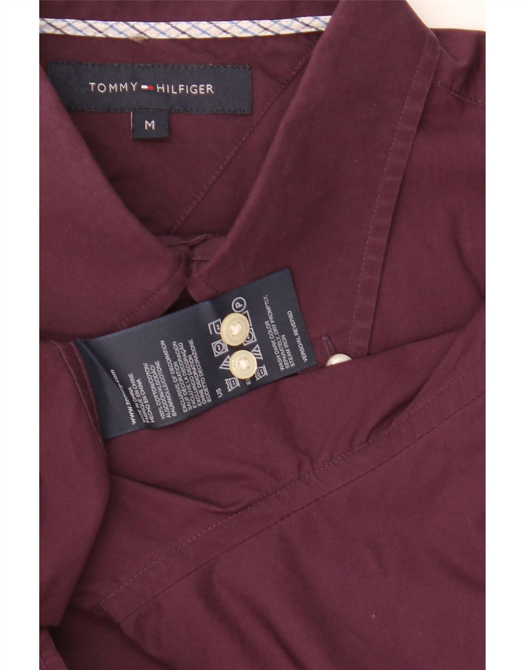 Cămașă Tommy Hilfiger pentru bărbați, bumbac violet mediu
