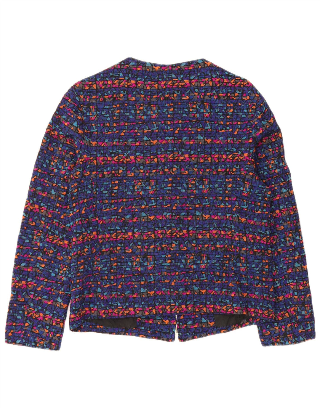 Jachetă vintage pentru femei cu fermoar complet UK 8 Small Blue Geometric