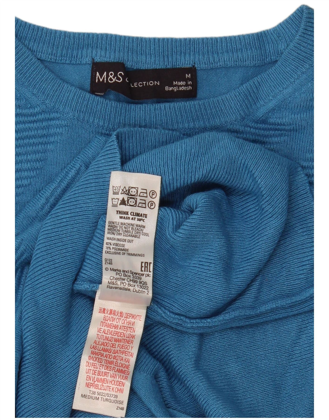 Pulover pentru femei Marks & Spencer cu decolteu triplu UK 14 Medium Blue Geometric
