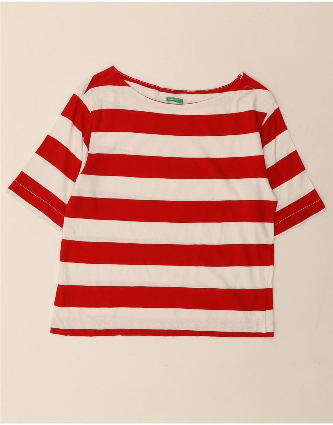 BENETTON Tricou Crop Top pentru femei UK 14 Medium Red Striped