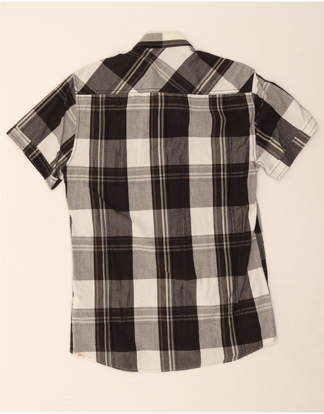 Cămașă Jack & Jones pentru bărbați cu mânecă scurtă, bumbac negru mediu cu carouri