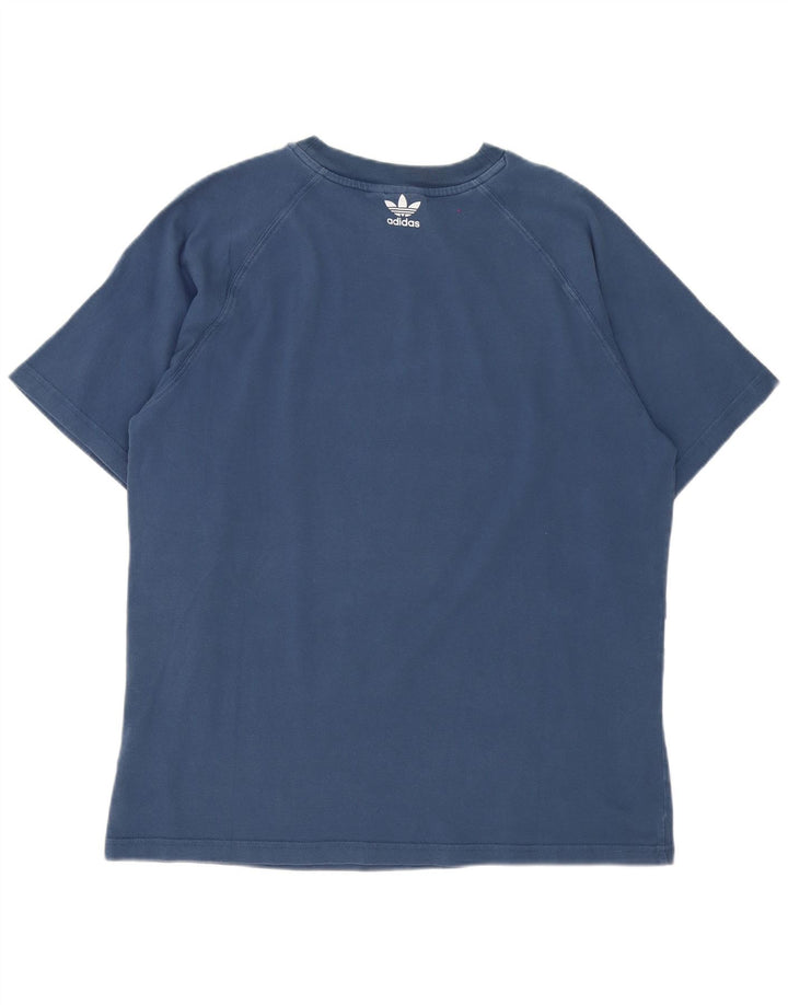Tricou grafic pentru bărbați Adidas Top, bumbac albastru mediu