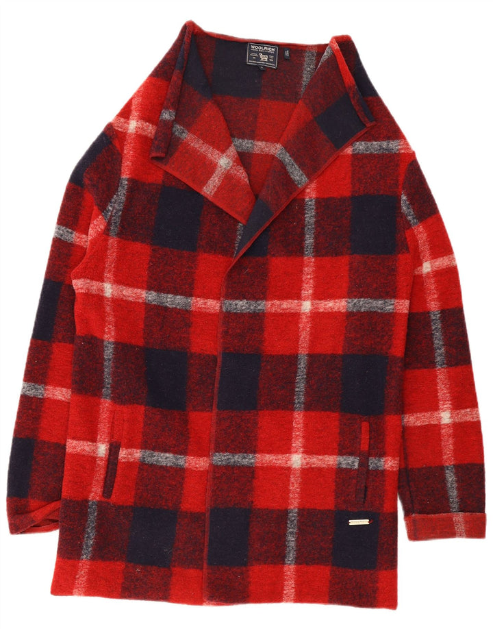 Pulover cardigan pentru femei Woolrich UK 10 Lână carouri roșie mici