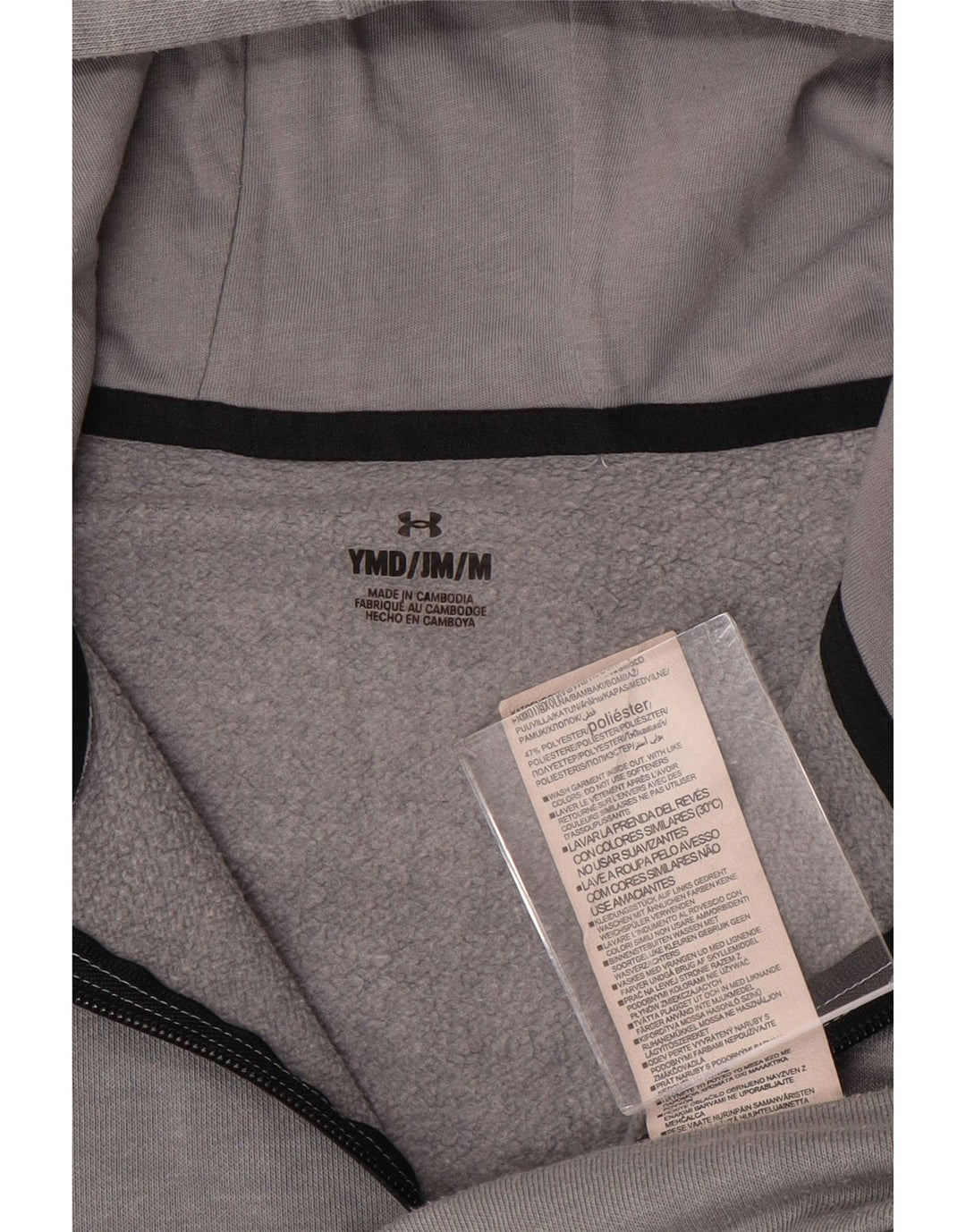 Pulover pentru băieți, cu grafică, cu glugă, cu fermoar, 9-10 ani, gri mediu