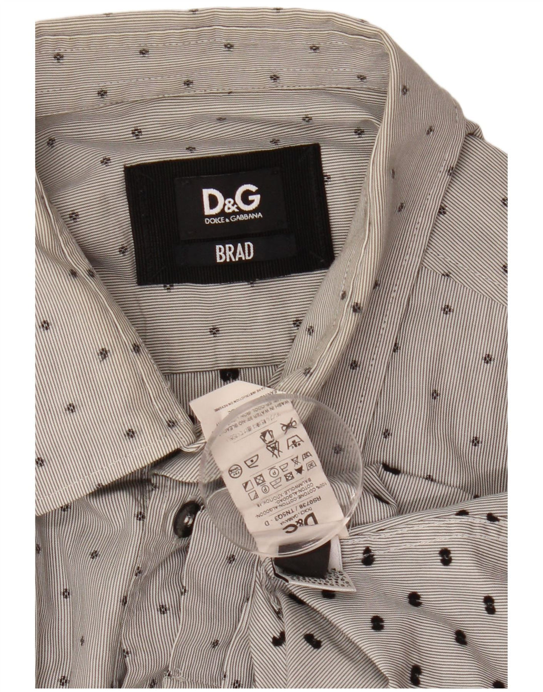 Cămașă BRAD DOLCE & GABBANA pentru bărbați, bumbac cu pete, gri mediu