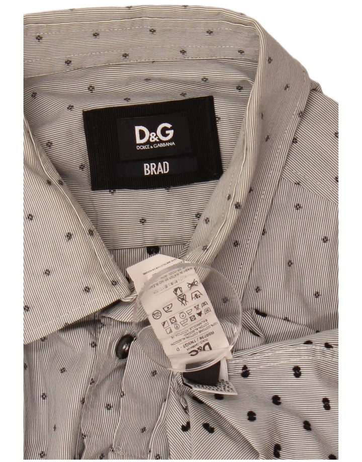 Cămașă BRAD DOLCE & GABBANA pentru bărbați, bumbac cu pete, gri mediu