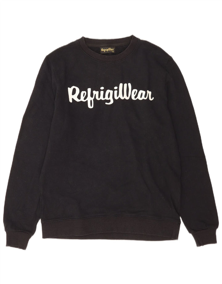 Hanorac grafic pentru bărbați Refrigiwear Pulover mare bumbac negru