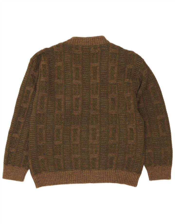 Pulover pentru bărbați Dei Massimi, cu decolteu în V, IT 48 Medium Khaki Argyle/Diamond