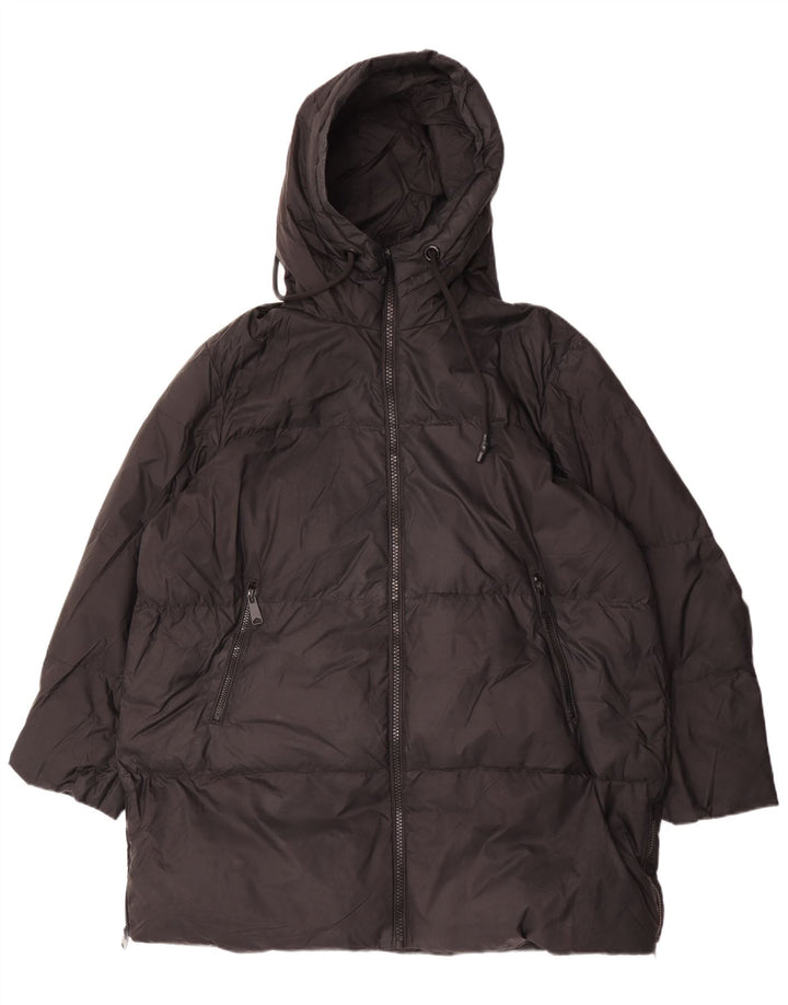 Palton supradimensionat cu glugă pentru femei Zara UK 14 Poliamidă neagră medie