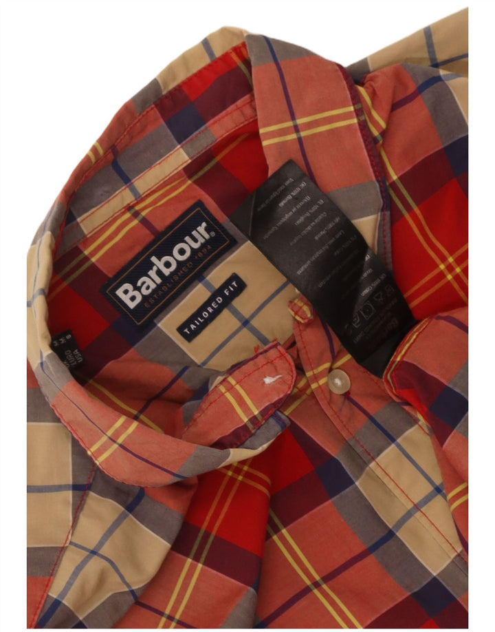 Cămașă pentru bărbați Barbour, croită, din bumbac roșu mediu