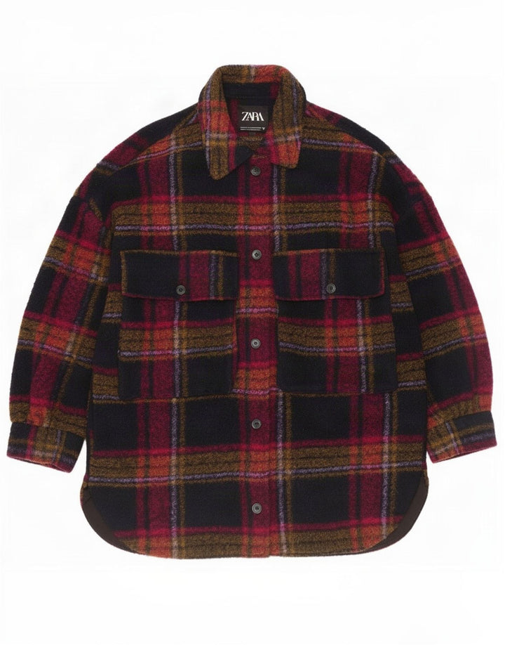 Jachetă oversized Shacket pentru femei Zara UK 14 Medium Multicolor Check