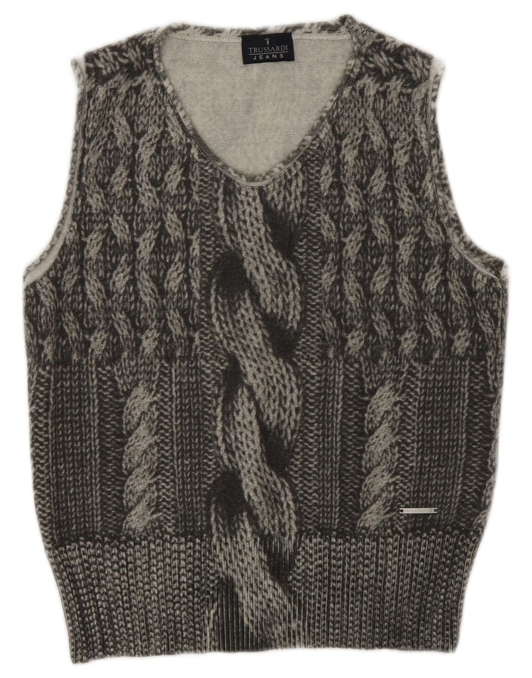 Trussardi Jeans Femei Vest Tank Top UK 12 Medium Gri Lână