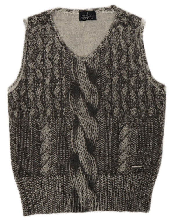 Trussardi Jeans Femei Vest Tank Top UK 12 Medium Gri Lână