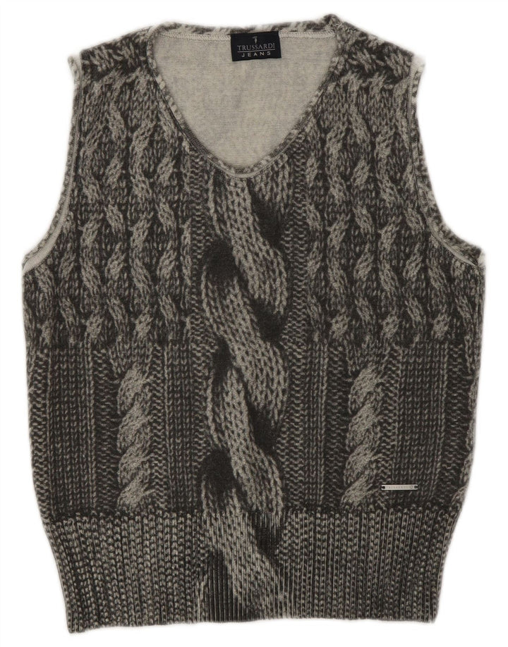 Trussardi Jeans Femei Vest Tank Top UK 12 Medium Gri Lână
