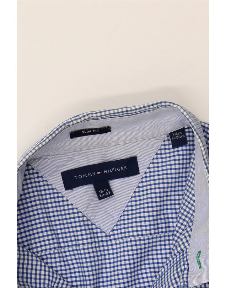 TOMMY HILFIGER Mens Slim Fit Shirt Size 15 1/2 Medium Blue Gingham Cotton Vintage Tommy Hilfiger and Second-Hand Tommy Hilfiger from Messina Hembry 