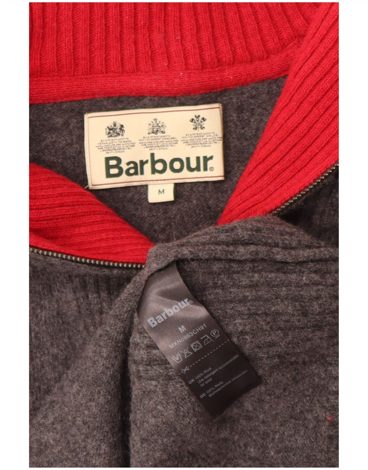 Pulover Barbour, cu fermoar, cu fermoar, lână, gri mediu