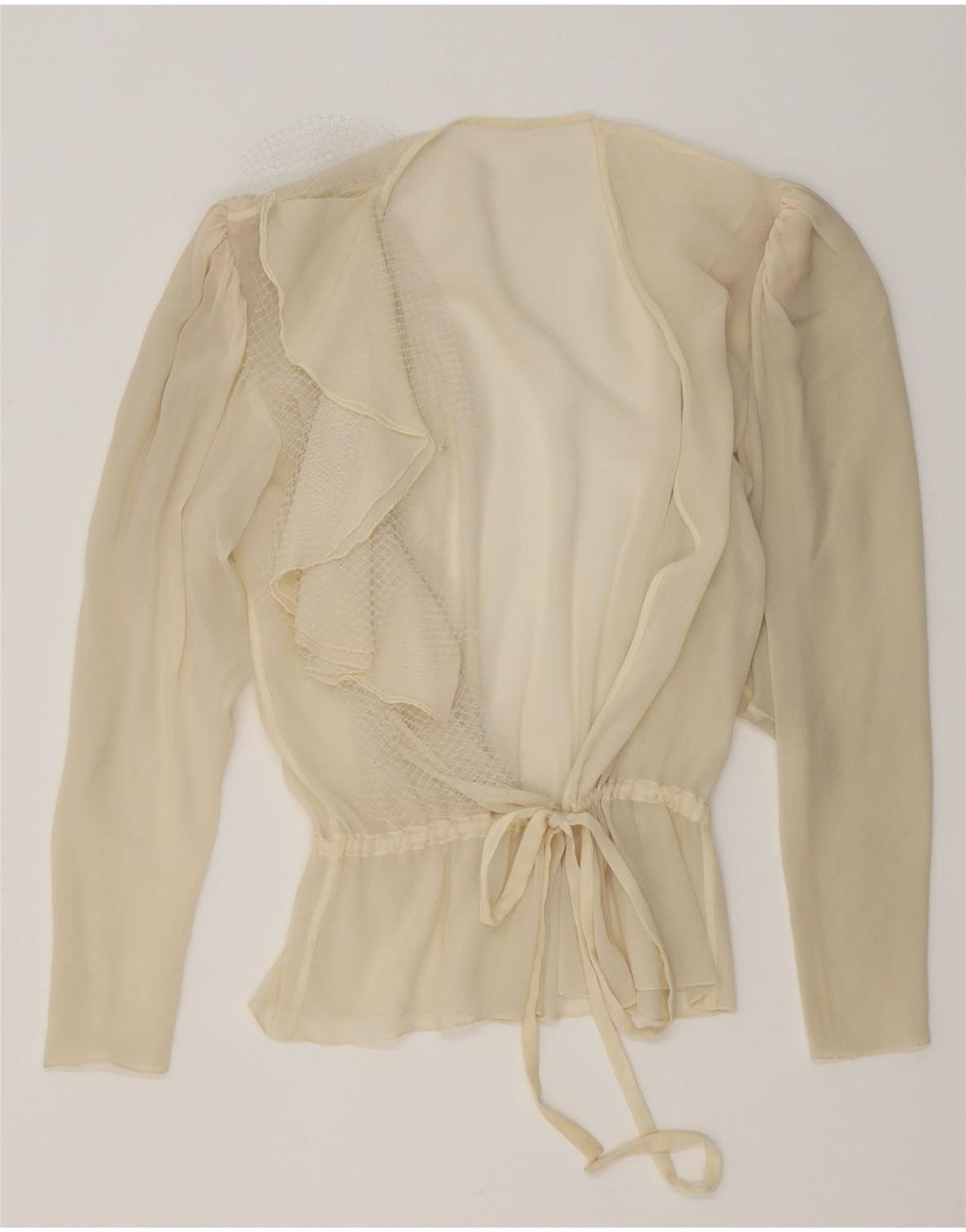 Bluză Vintage pentru femei See Through Wrap Top UK 16 Large Off White