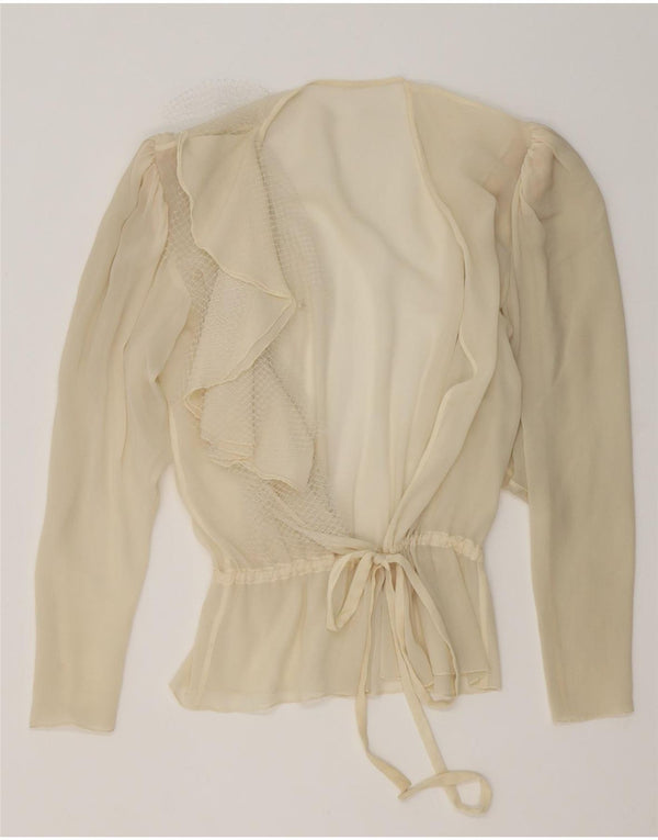 Bluză Vintage pentru femei See Through Wrap Top UK 16 Large Off White